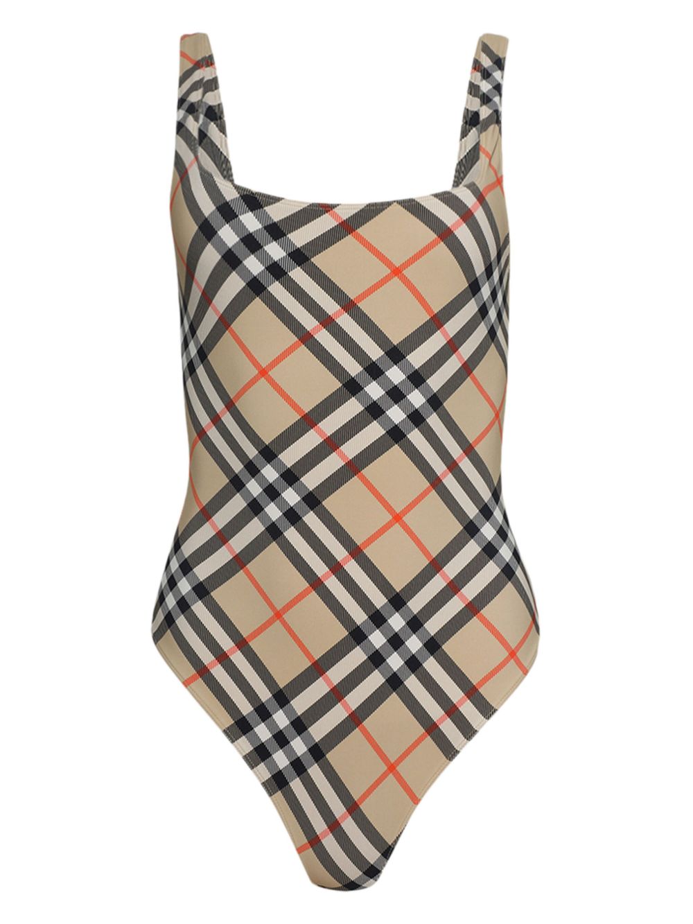 Burberry Check One-piece Swimsuit - Beige