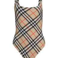 Burberry Check One-piece Swimsuit - Beige
