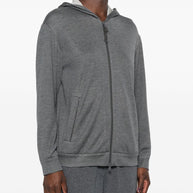 Brunello Cucinelli Cotton And Silk Blend Hoodie - Grey