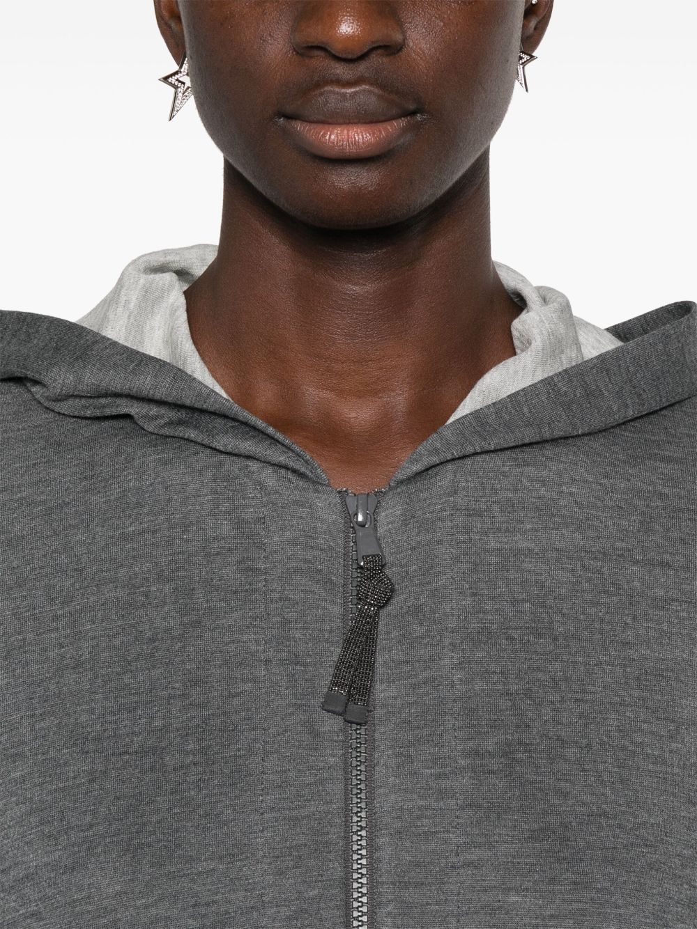 Brunello Cucinelli Cotton And Silk Blend Hoodie - Grey