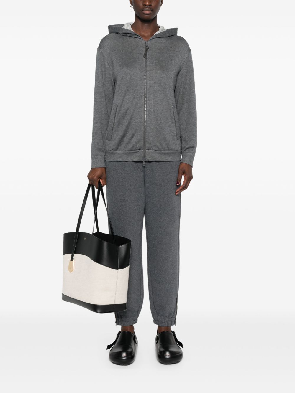 Brunello Cucinelli Cotton And Silk Blend Hoodie - Grey