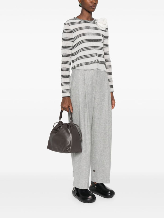 Brunello Cucinelli Mellow Small Bucket Bag In Soft Leather With Monili