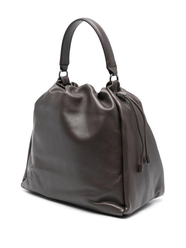 Brunello Cucinelli Bucket Mellow Leather Handbag - Brown