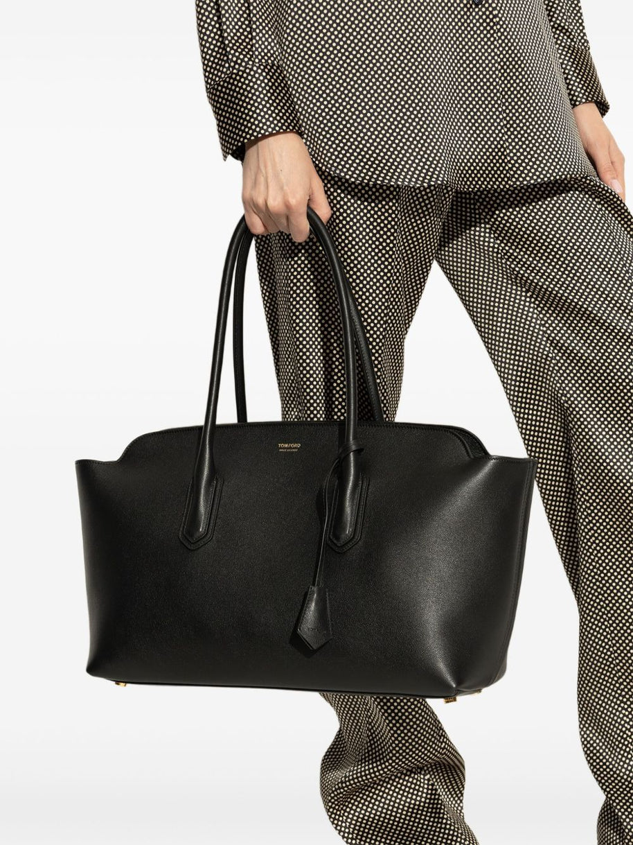 Tom Ford Large Leather Shopping Bag - Black
