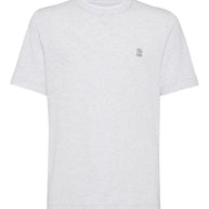 Brunello Cucinelli Logo Cotton T-shirt - Light Grey