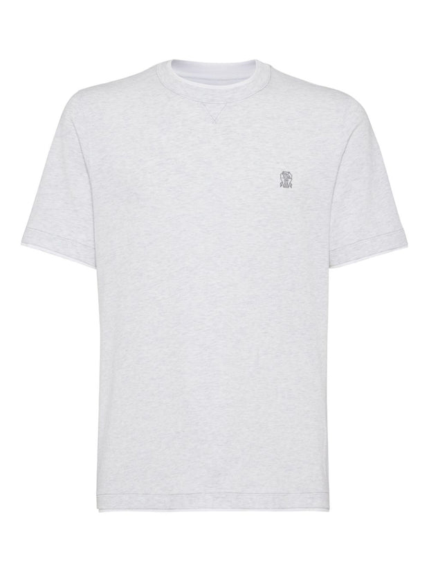 Brunello Cucinelli Logo Cotton T-shirt - Light Grey
