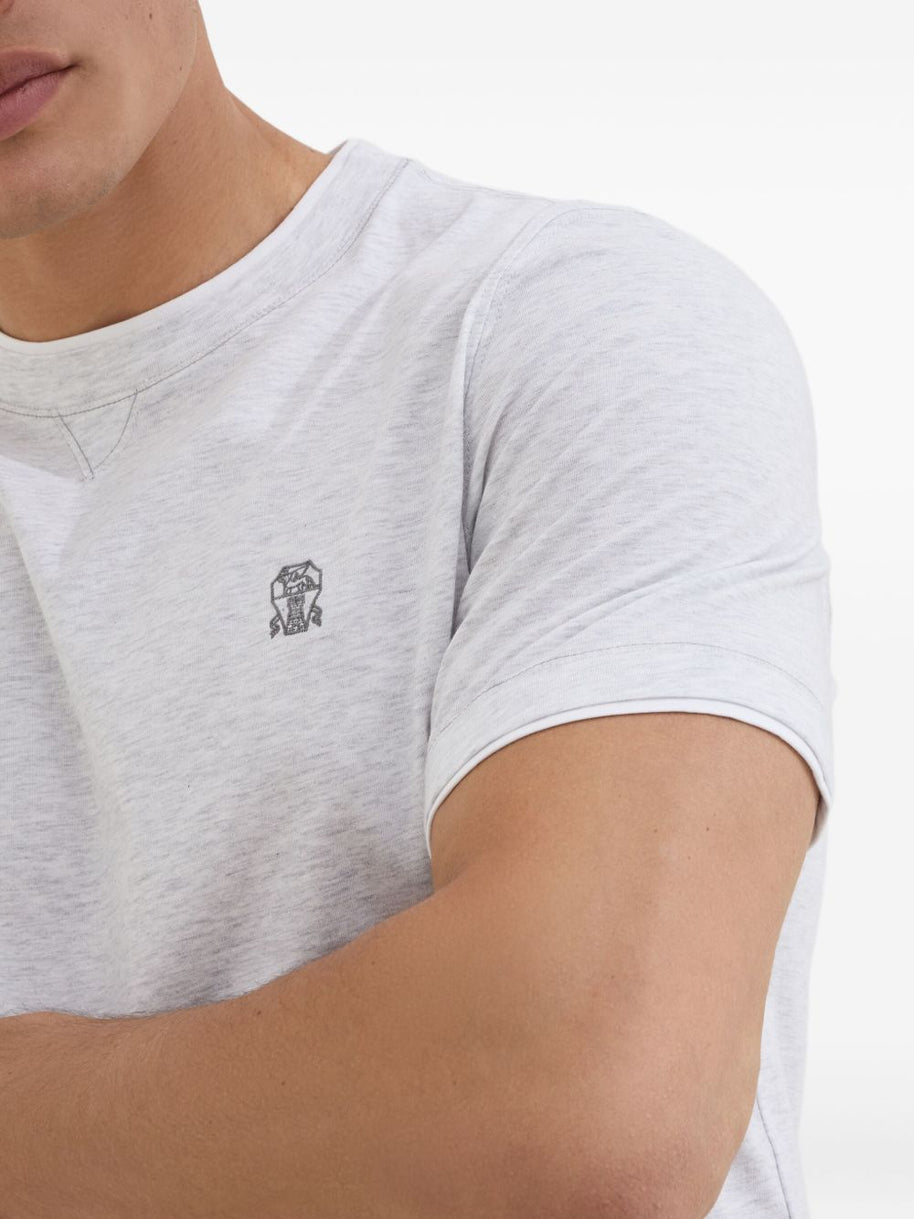 Brunello Cucinelli Logo Cotton T-shirt - Light Grey