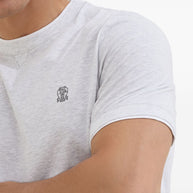 Brunello Cucinelli Logo Cotton T-shirt - Light Grey
