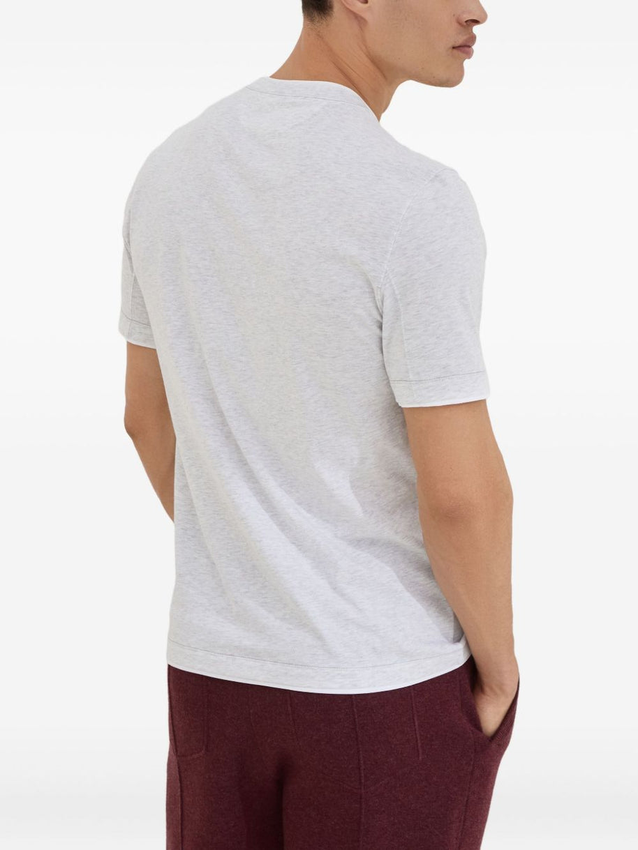 Brunello Cucinelli Logo Cotton T-shirt - Light Grey