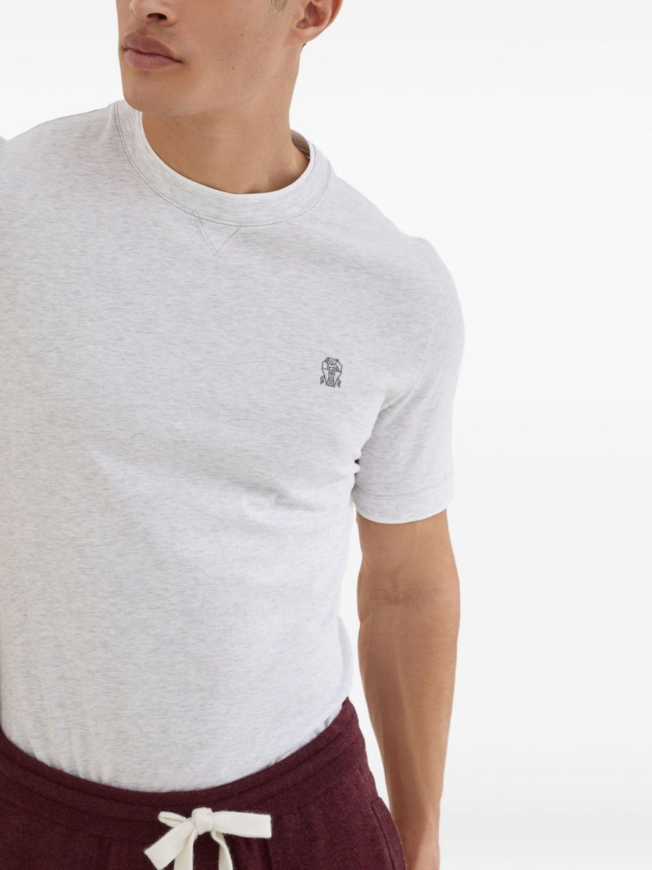 Brunello Cucinelli Logo Cotton T-shirt - Light Grey