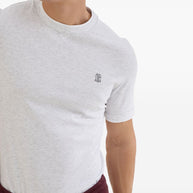 Brunello Cucinelli Logo Cotton T-shirt - Light Grey
