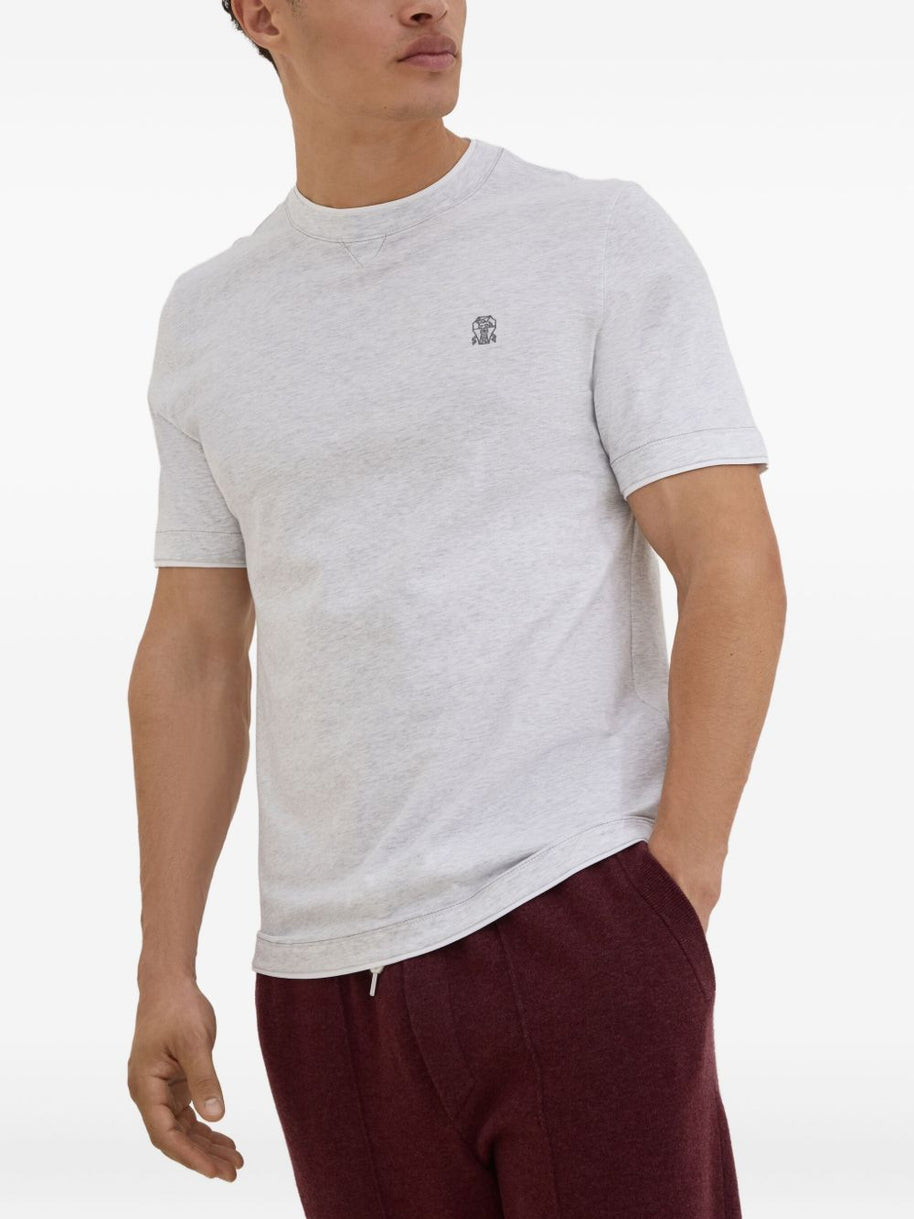 Brunello Cucinelli Logo Cotton T-shirt - Light Grey