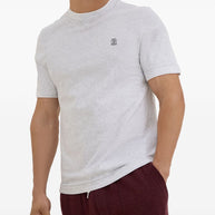 Brunello Cucinelli Logo Cotton T-shirt - Light Grey