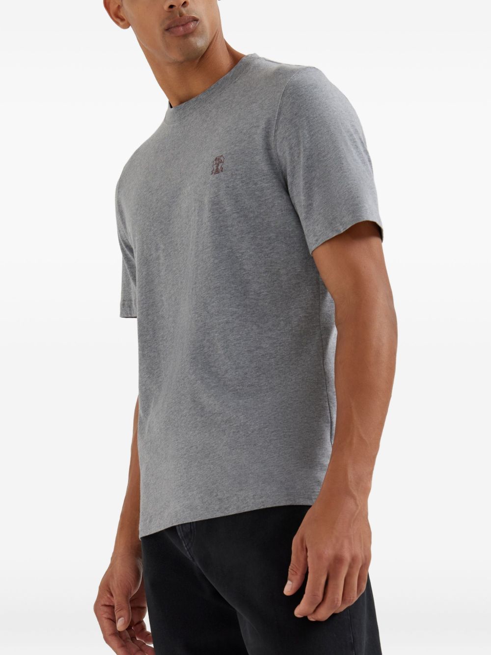 Brunello Cucinelli Logo Cotton T-shirt - Grey