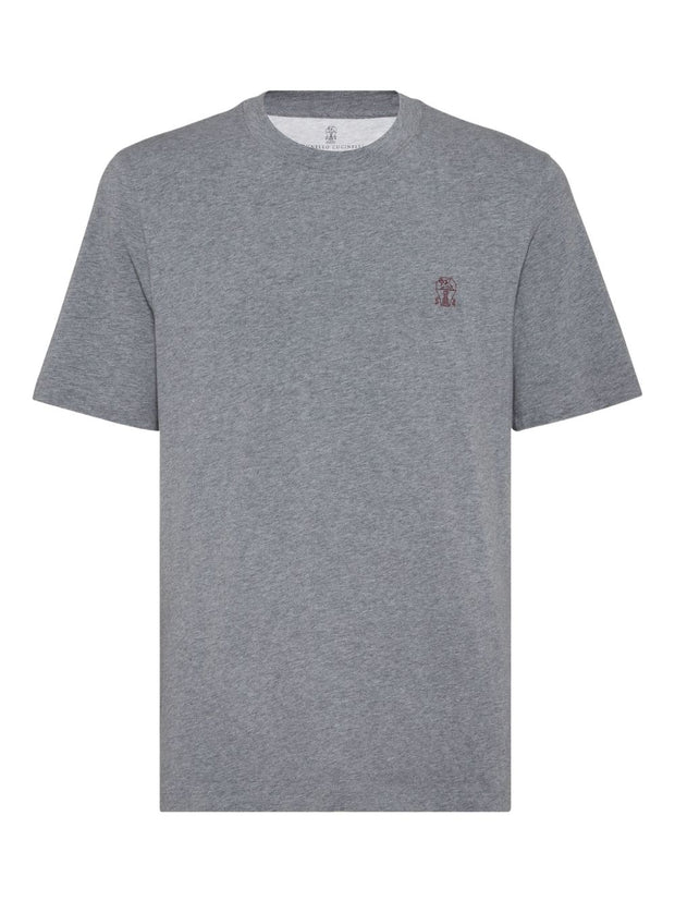 Brunello Cucinelli Logo Cotton T-shirt - Grey