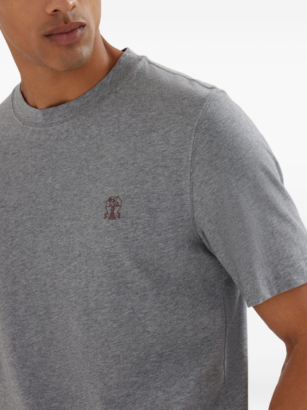Brunello Cucinelli Logo Cotton T-shirt - Grey