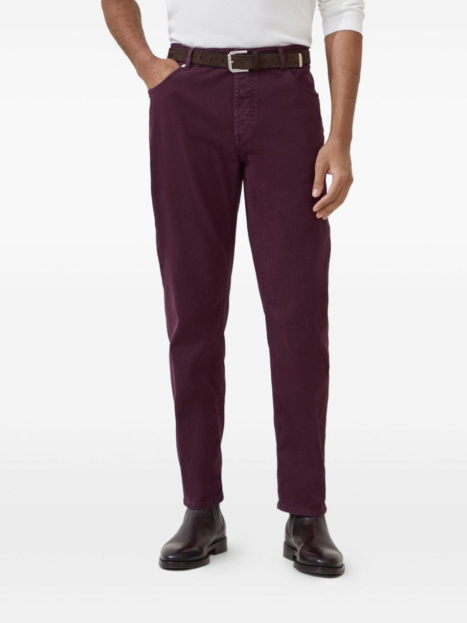 Brunello Cucinelli Chino Cotton Trousers - Bordeaux