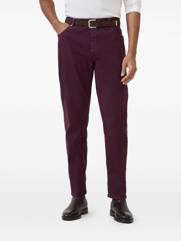 Brunello Cucinelli Chino Cotton Trousers - Bordeaux