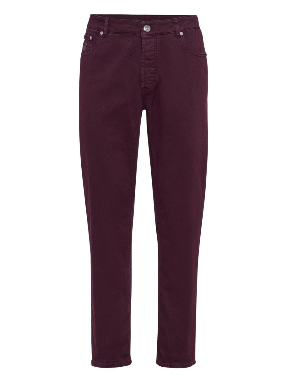 Brunello Cucinelli Chino Cotton Trousers - Bordeaux