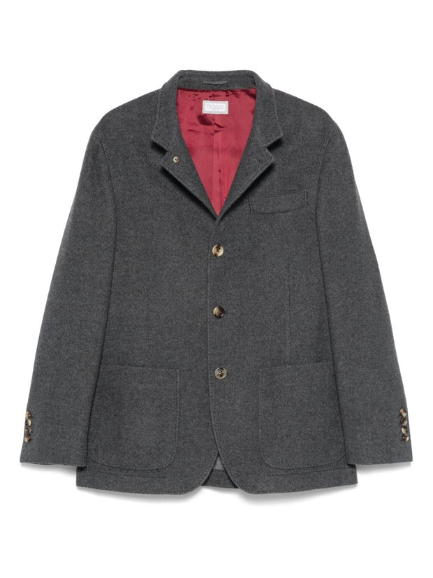 Brunello Cucinelli Cashmere Single-breasted Jacket - Grey