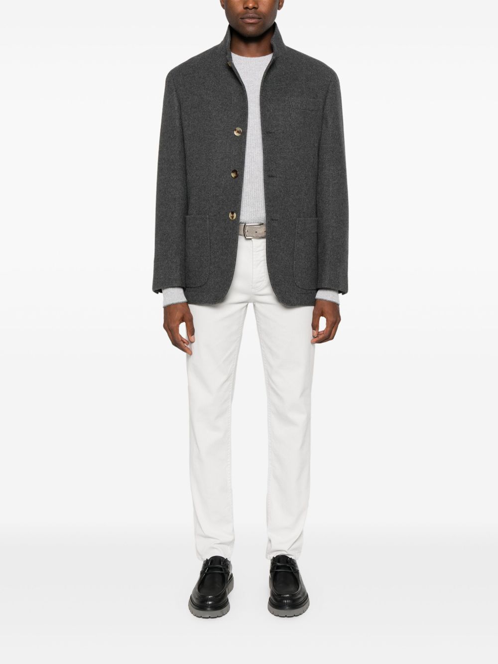 Brunello Cucinelli Cashmere Single-breasted Jacket - Grey