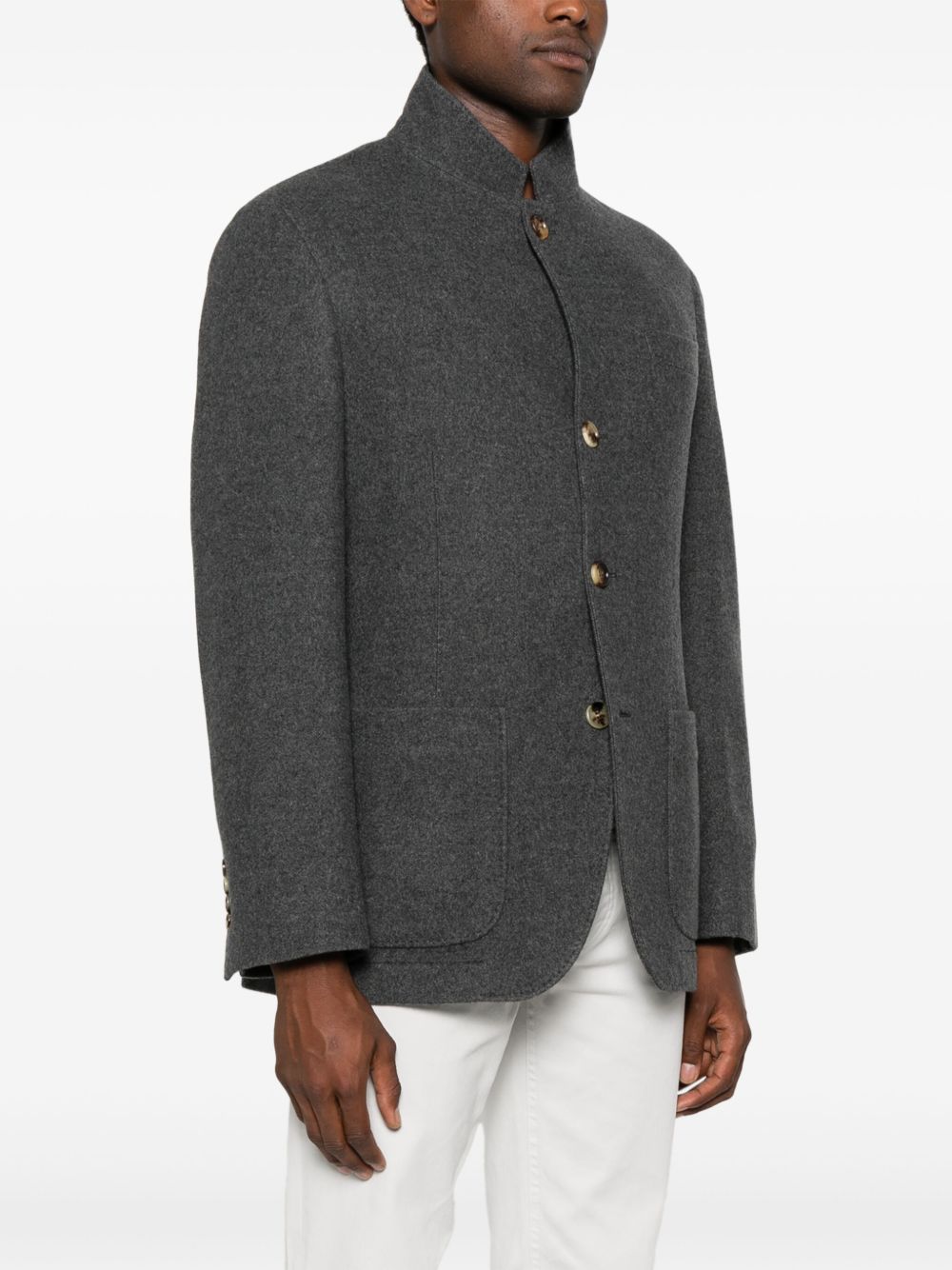 Brunello Cucinelli Cashmere Single-breasted Jacket - Grey