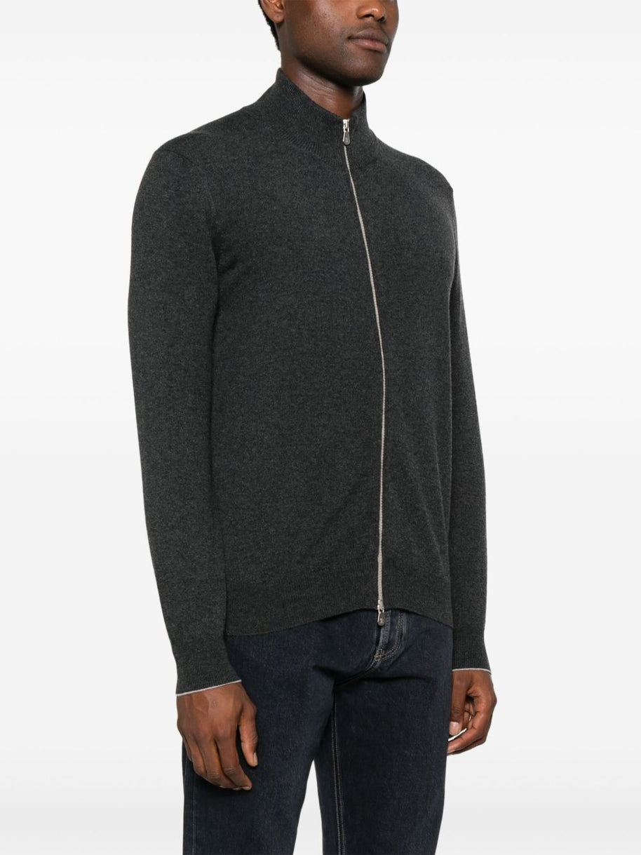 Brunello Cucinelli Cashmere Zipped Cardigan - Grey