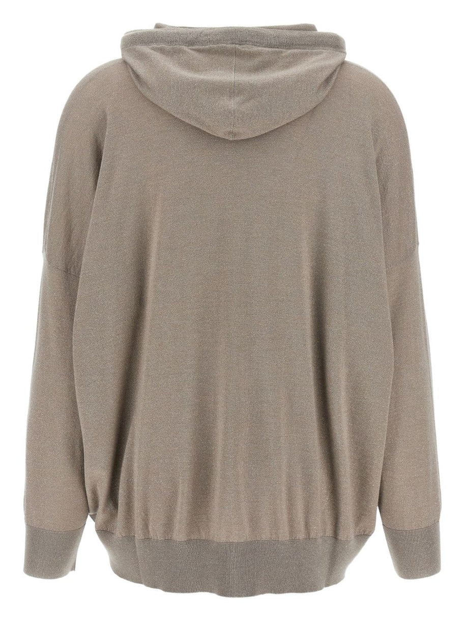 Brunello Cucinelli Wool And Silk Blend Hoodie - Dove Grey