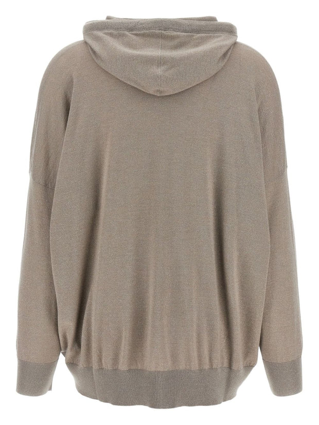 Brunello Cucinelli Wool And Silk Blend Hoodie - Dove Grey