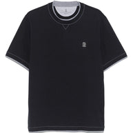 Brunello Cucinelli Logo Cotton T-shirt - Blue