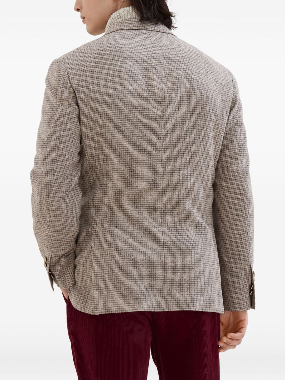 Brunello Cucinelli Wool And Silk Double-breasted Jacket - Beige