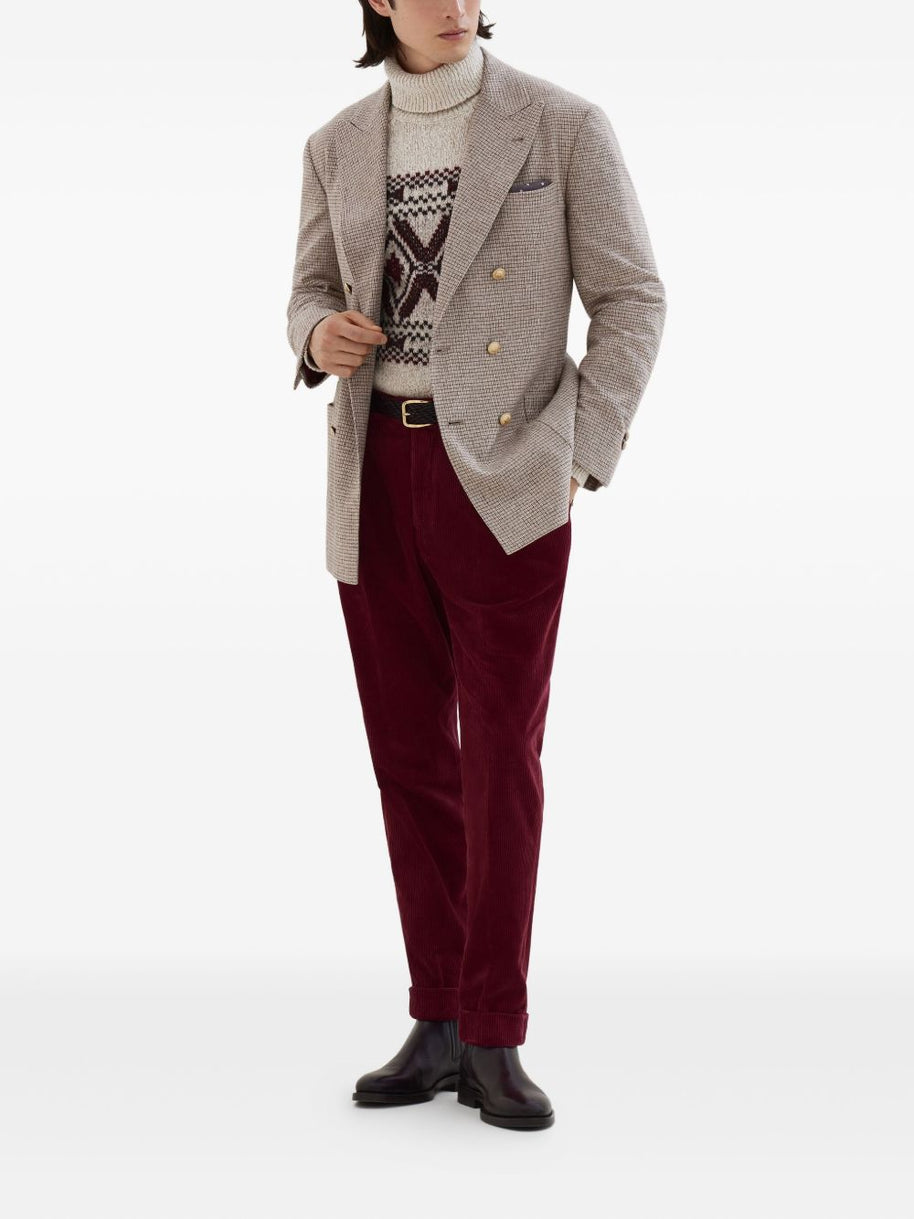 Brunello Cucinelli Wool And Silk Double-breasted Jacket - Beige
