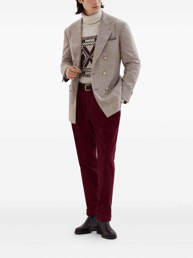 Brunello Cucinelli Wool And Silk Double-breasted Jacket - Beige