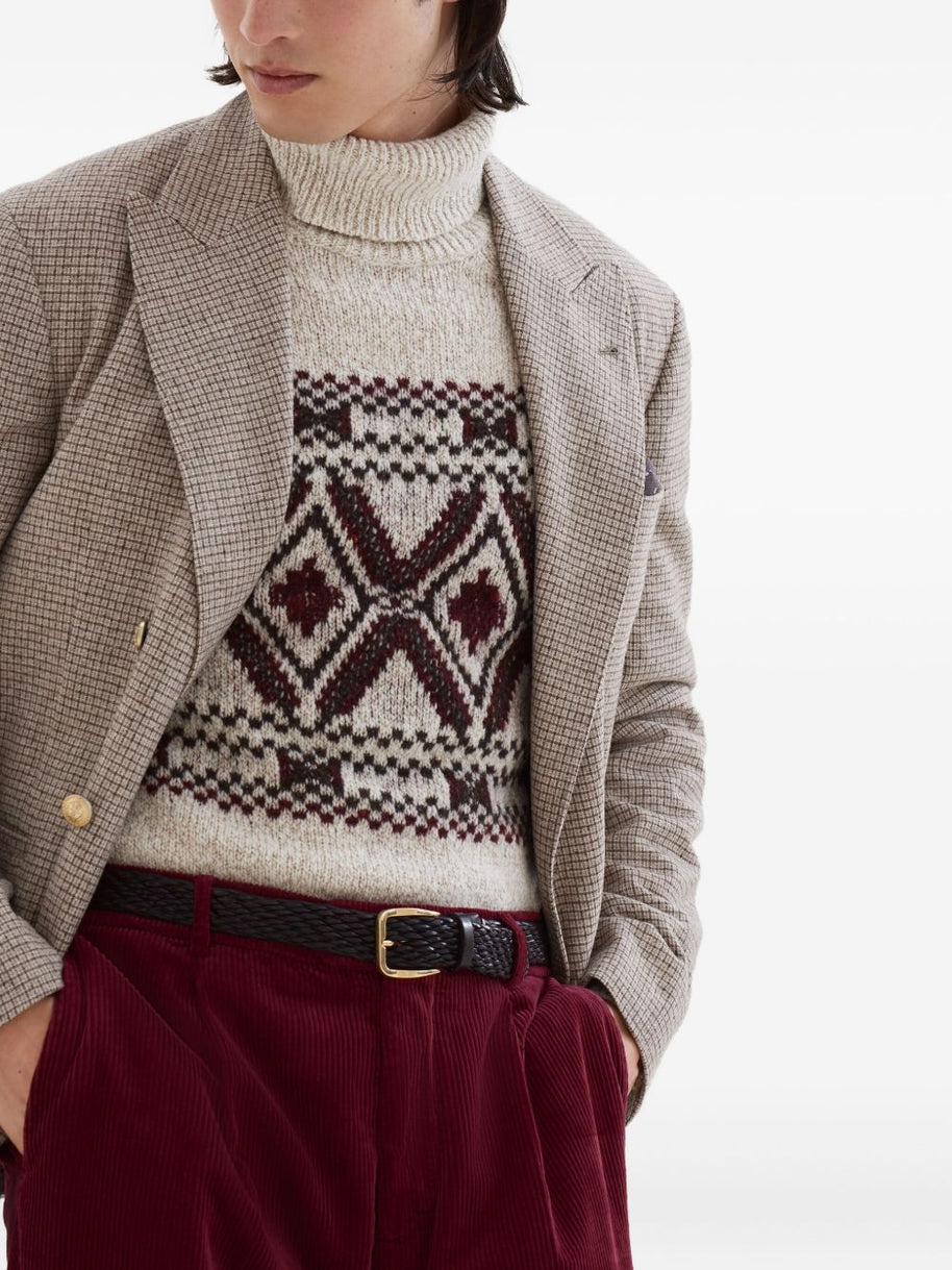 Brunello Cucinelli Wool And Silk Double-breasted Jacket - Beige