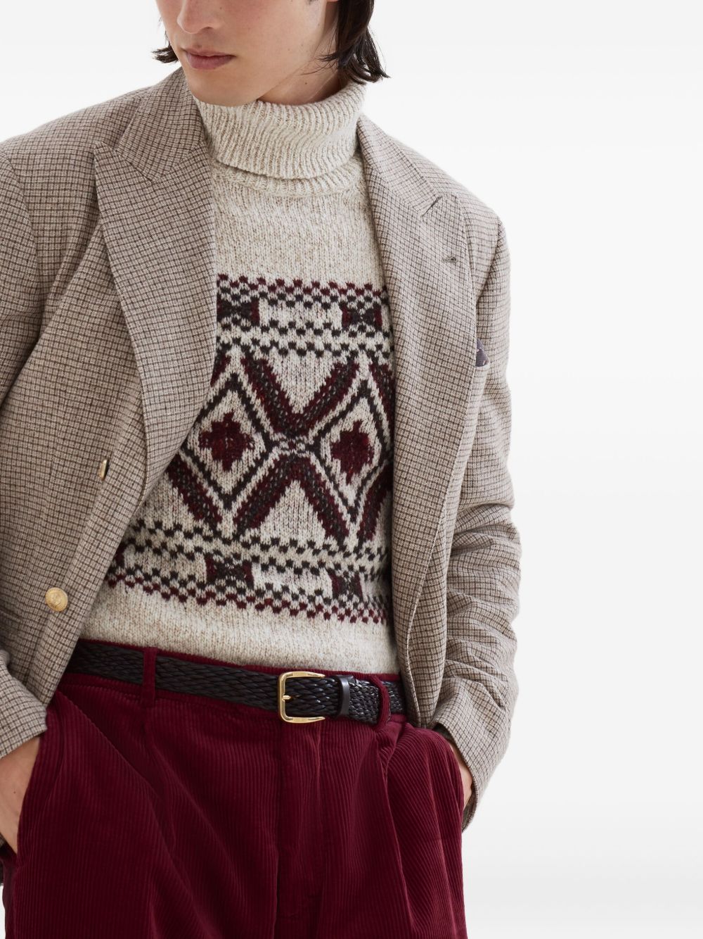 Brunello Cucinelli Wool And Silk Double-breasted Jacket - Beige