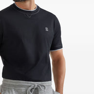 Brunello Cucinelli Logo Cotton T-shirt - Blue