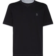 Brunello Cucinelli Logo Cotton T-shirt - Blue