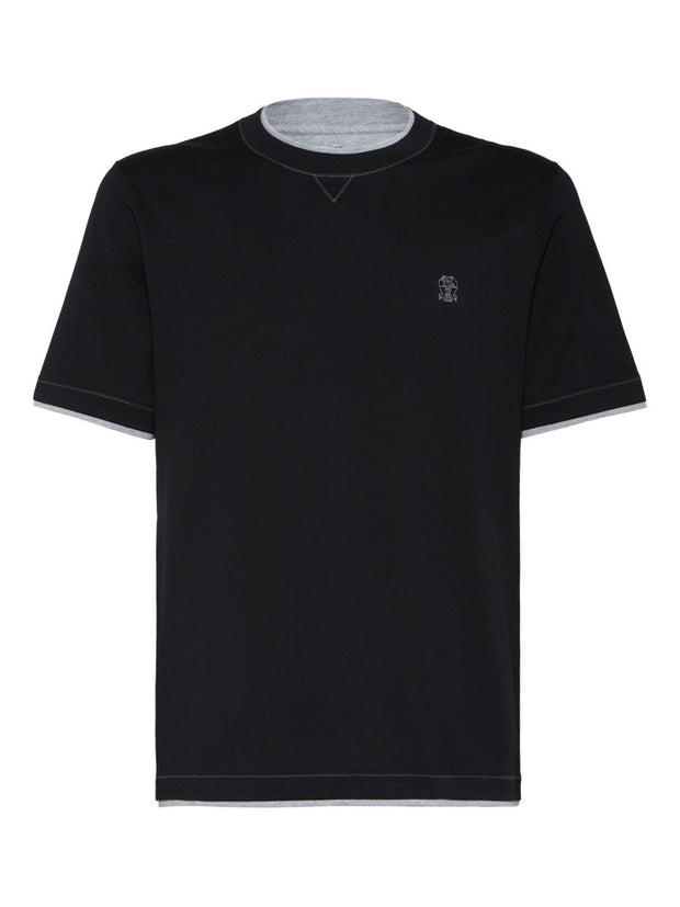 Brunello Cucinelli Logo Cotton T-shirt - Blue