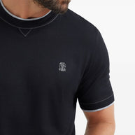 Brunello Cucinelli Logo Cotton T-shirt - Blue