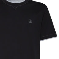 Brunello Cucinelli Logo Cotton T-shirt - Blue