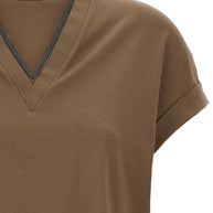 Brunello Cucinelli Cotton V-necked T-shirt - Brown