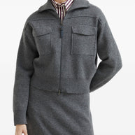 Brunello Cucinelli Cashmere Zipped Cardigan Grey