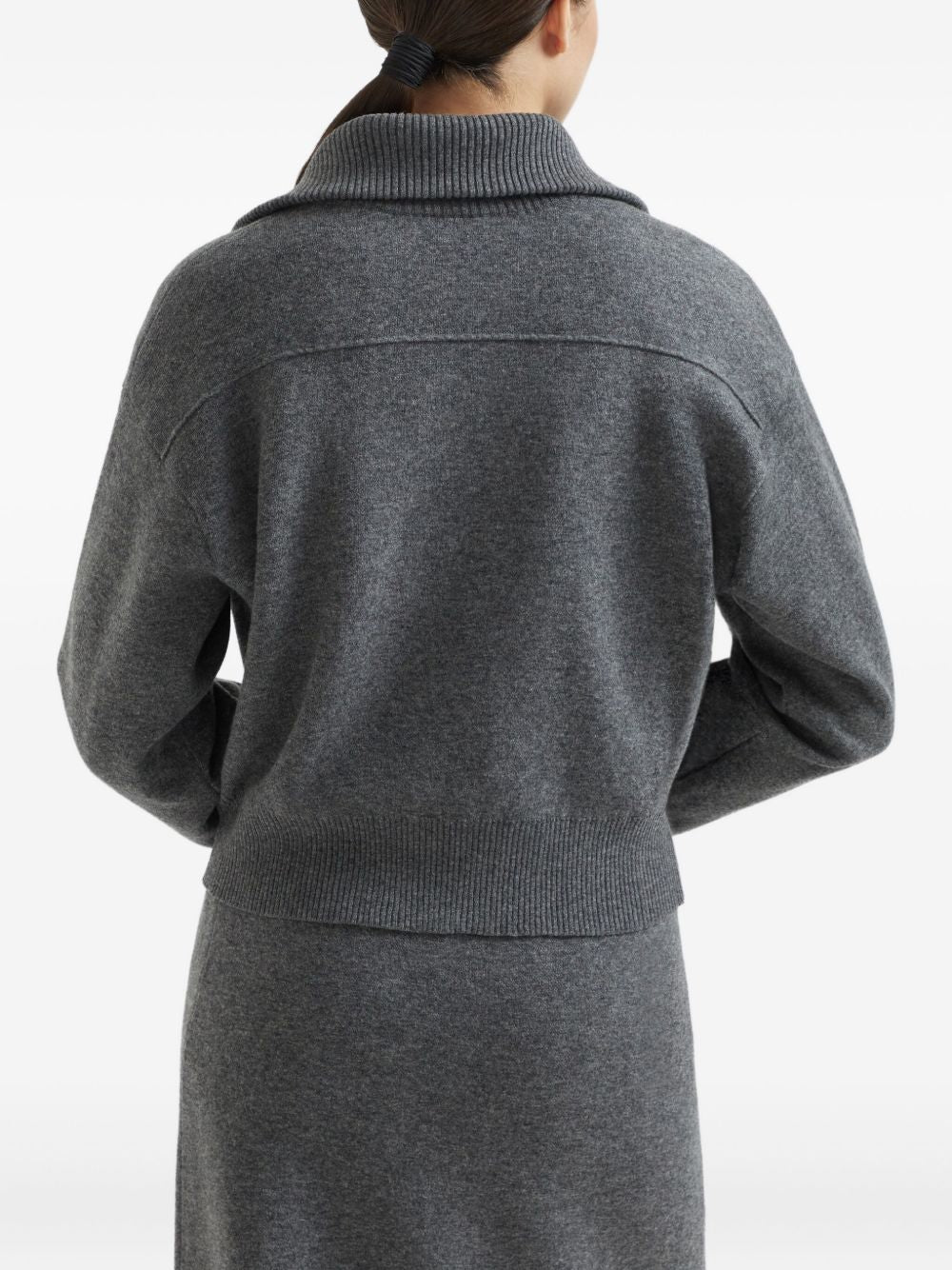 Brunello Cucinelli Cashmere Zipped Cardigan Grey
