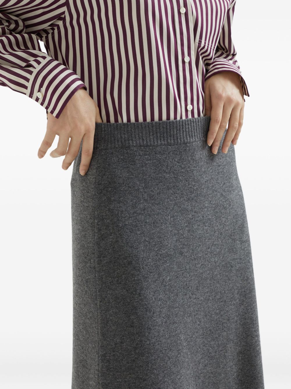 Brunello Cucinelli Cashmere Midi Skirt - Grey