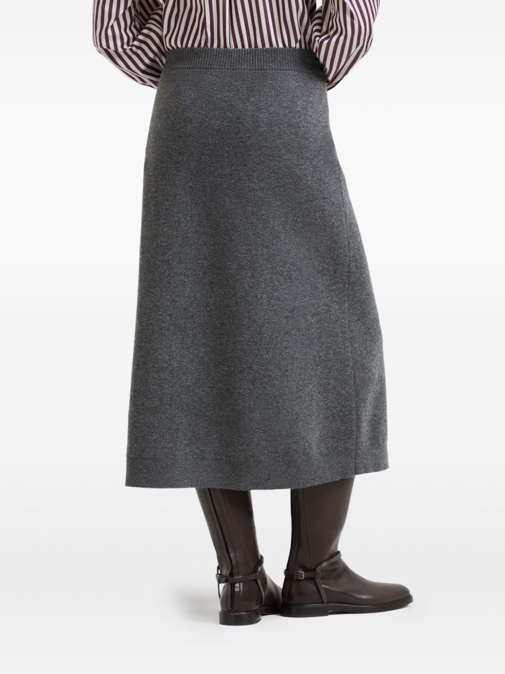 Brunello Cucinelli Cashmere Midi Skirt - Grey