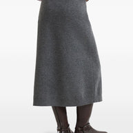 Brunello Cucinelli Cashmere Midi Skirt - Grey