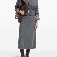Brunello Cucinelli Cashmere Midi Skirt - Grey