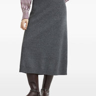 Brunello Cucinelli Cashmere Midi Skirt - Grey