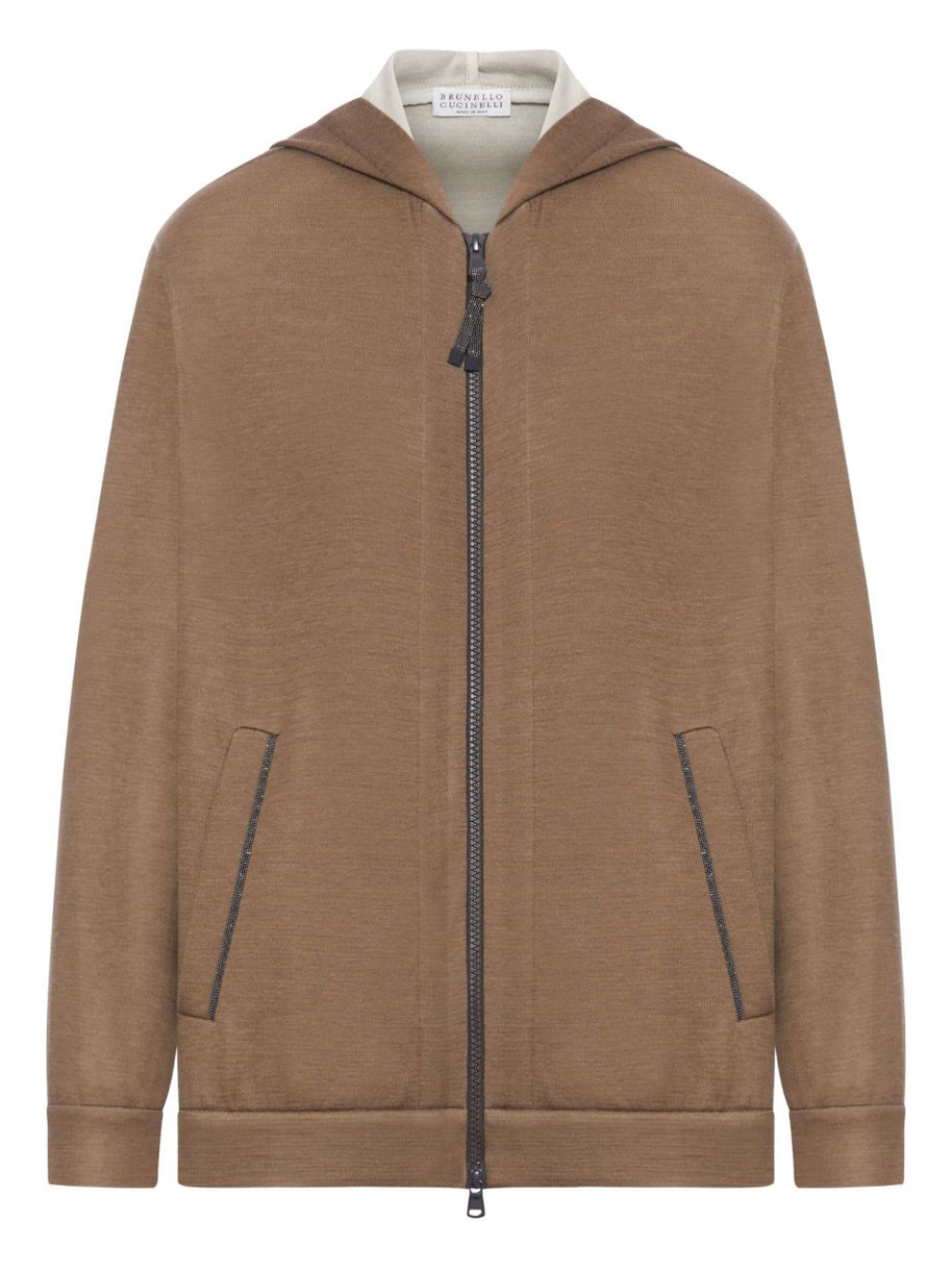 Brunello Cucinelli Cotton And Silk Blend Hoodie - Brown