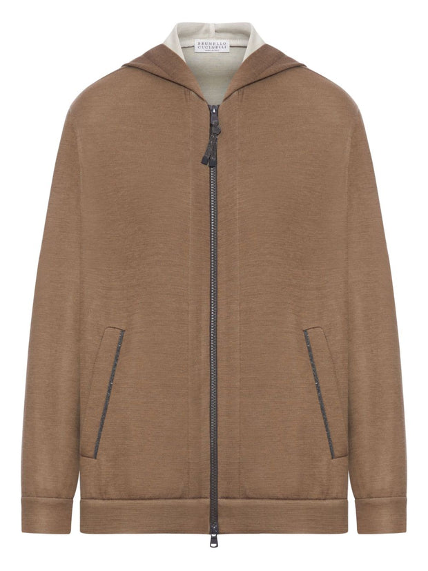 Brunello Cucinelli Cotton And Silk Blend Hoodie - Brown